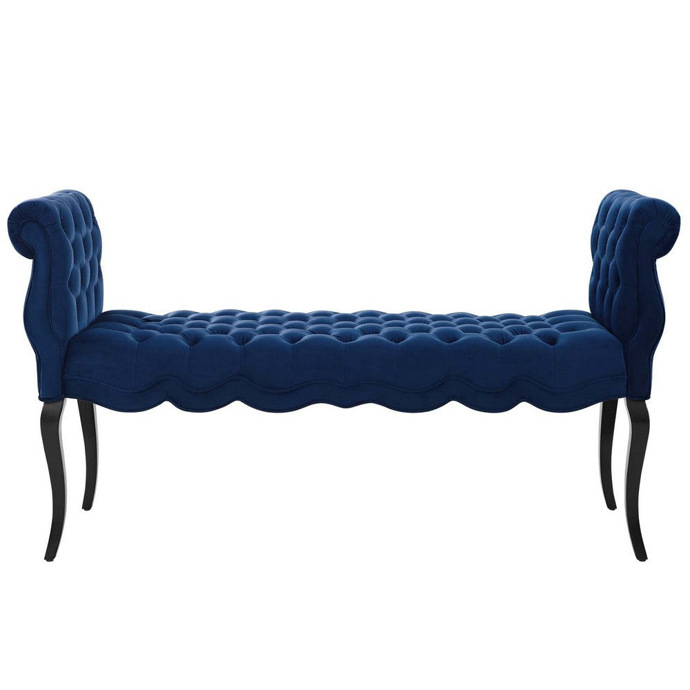 Modway Adelia Chesterfield Style Performance Velvet Entryway Bench in Navy MDY-EEI-3018-NAV