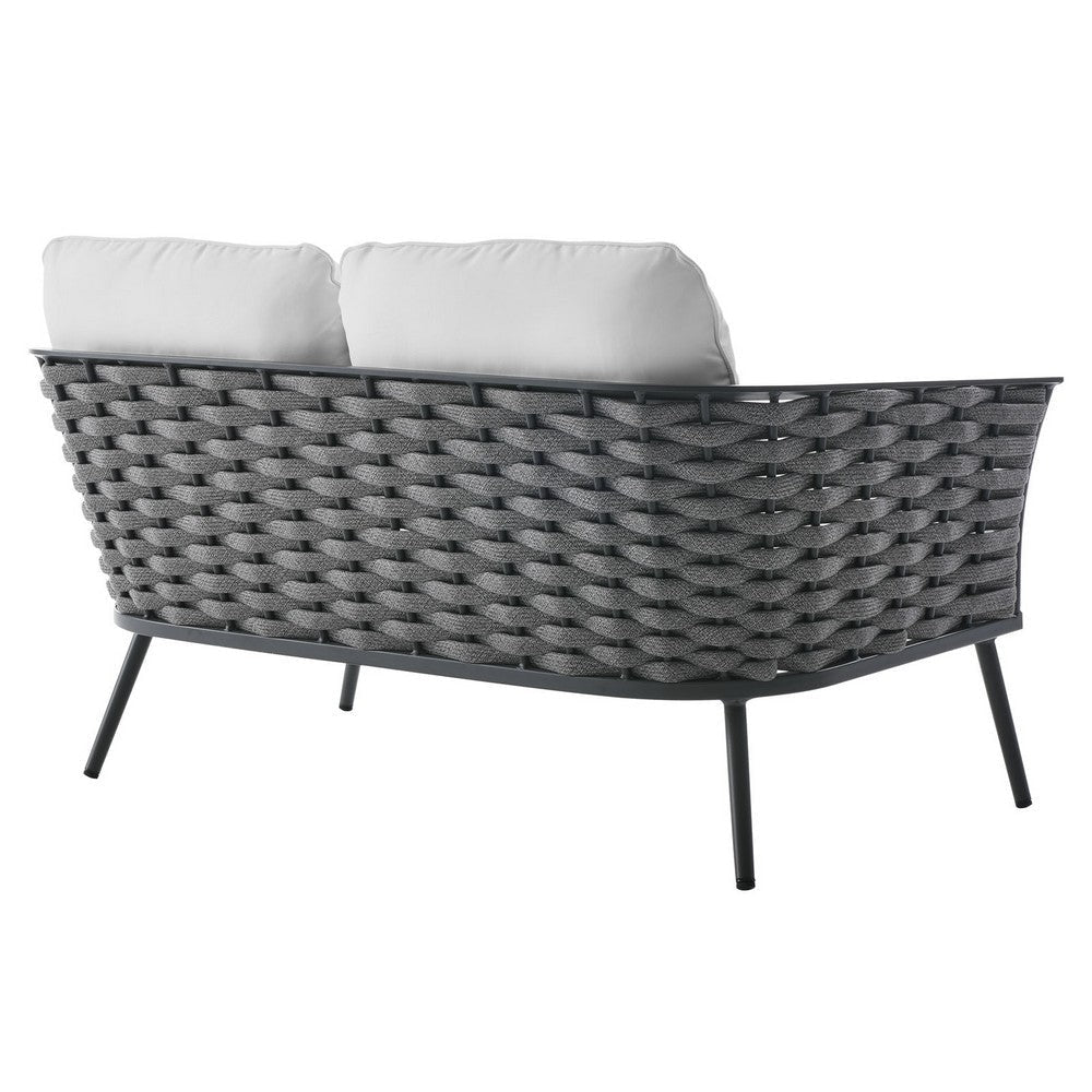 Modway EEI-3019-GRY-WHI Outdoor Patio Loveseat Gray White MDY-EEI-3019-GRY-WHI