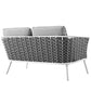 Modway Stance Outdoor Patio Contemporary Modern Woven Rope Loveseat In White Gray MDY-EEI-3019-WHI-GRY