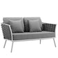 Modway Stance Outdoor Patio Contemporary Modern Woven Rope Loveseat In White Gray