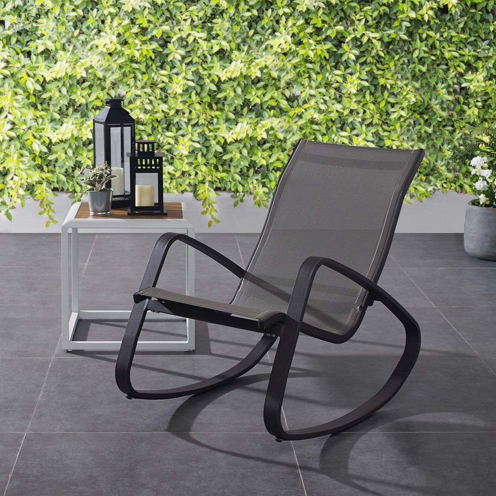 Traveler Rocking Outdoor Patio Mesh Sling Lounge Chair by Modway| Black