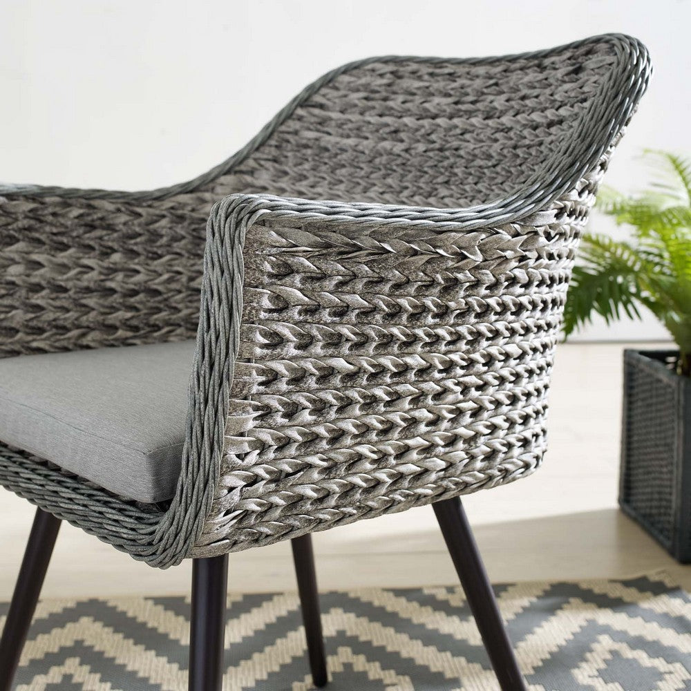 Endeavor Outdoor Patio Wicker Rattan Dining Armchair by Modway| Gray