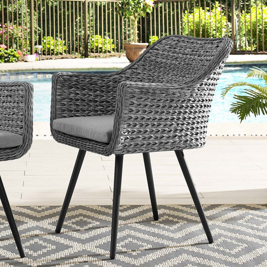 Endeavor Outdoor Patio Wicker Rattan Dining Armchair by Modway| Gray