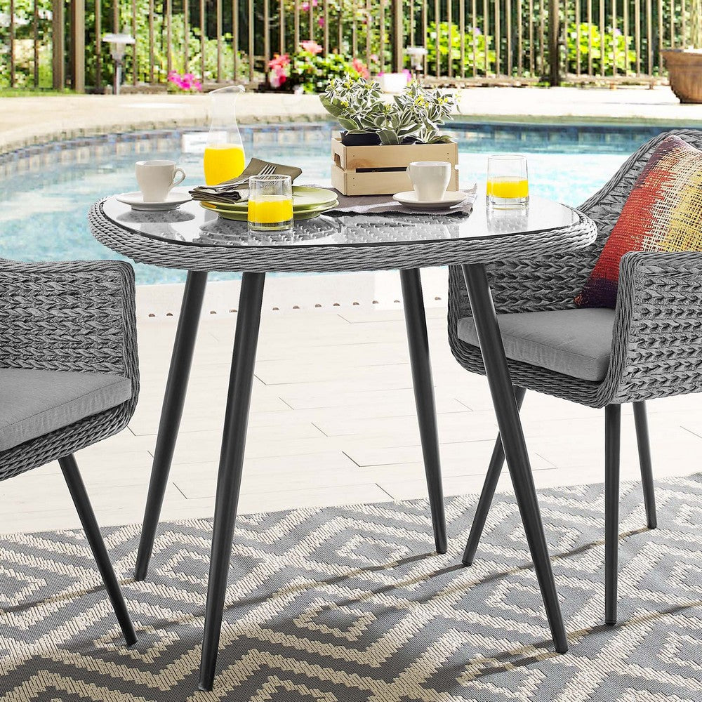 Endeavor 36" Outdoor Patio Wicker Rattan Dining Table by Modway| Gray