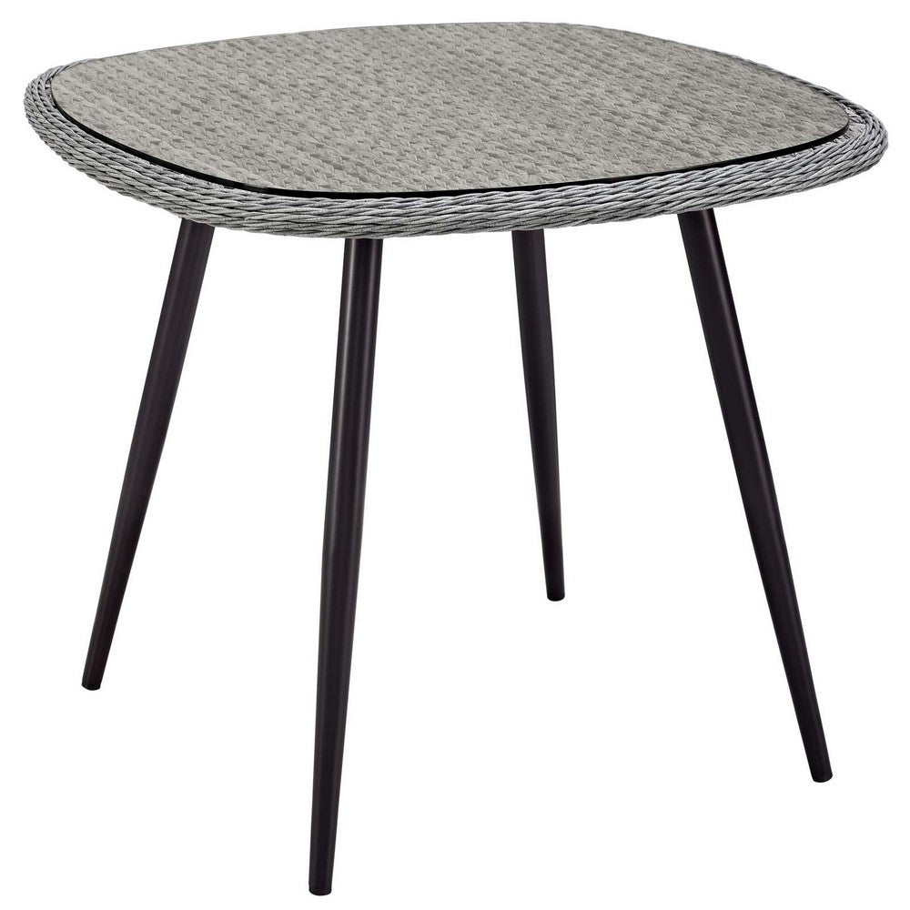 Endeavor 36" Outdoor Patio Wicker Rattan Dining Table by Modway| Gray