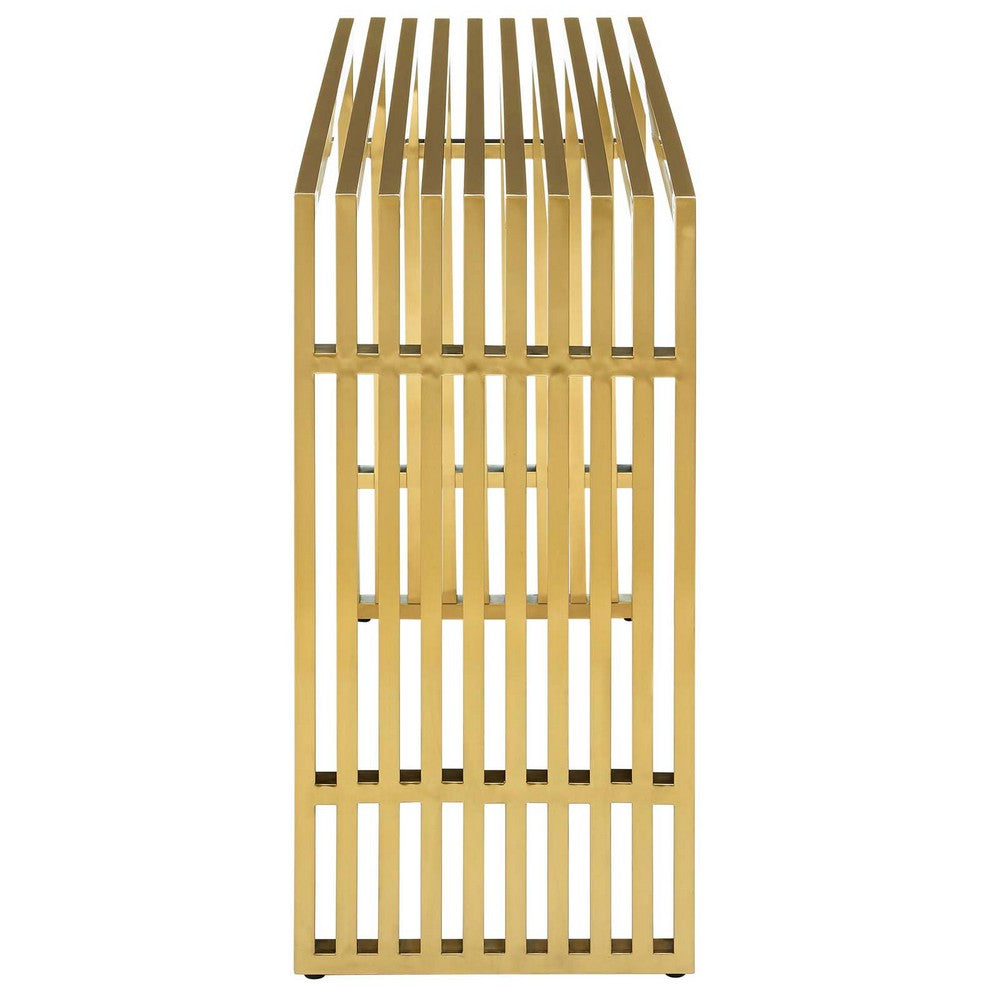 Gridiron Stainless Steel Console Table by Modway| Yellow