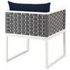 Modway Stance Outdoor Patio Woven Rope Dining Arm Chair in White Navy MDY-EEI-3053-WHI-NAV