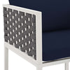 Modway Stance Outdoor Patio Woven Rope Dining Arm Chair in White Navy MDY-EEI-3053-WHI-NAV