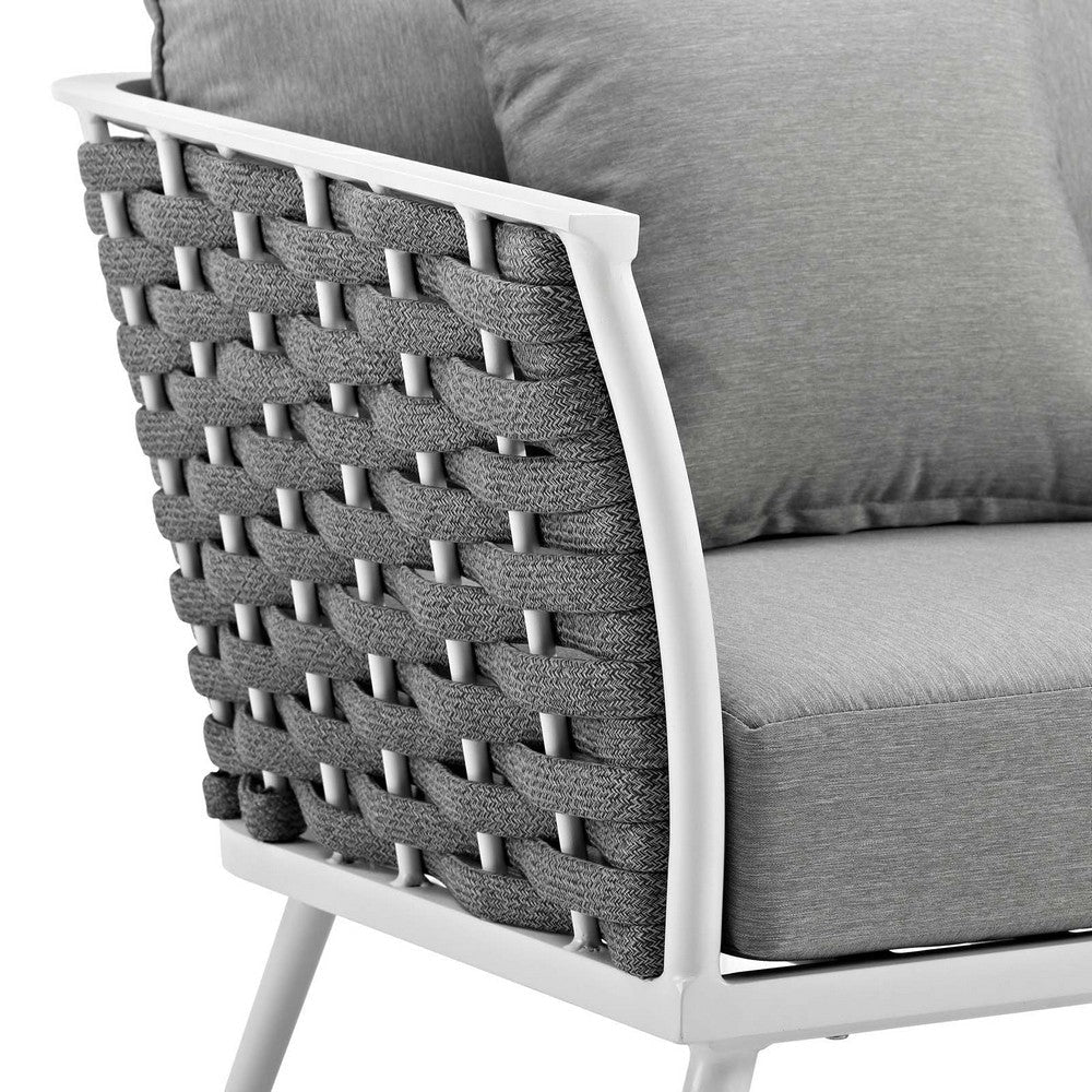 Modway Stance Outdoor Patio Woven Rope Arm Chair in White Gray MDY-EEI-3054-WHI-GRY