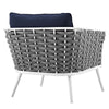 Modway Stance Outdoor Patio Woven Rope Arm Chair in White Navy MDY-EEI-3054-WHI-NAV