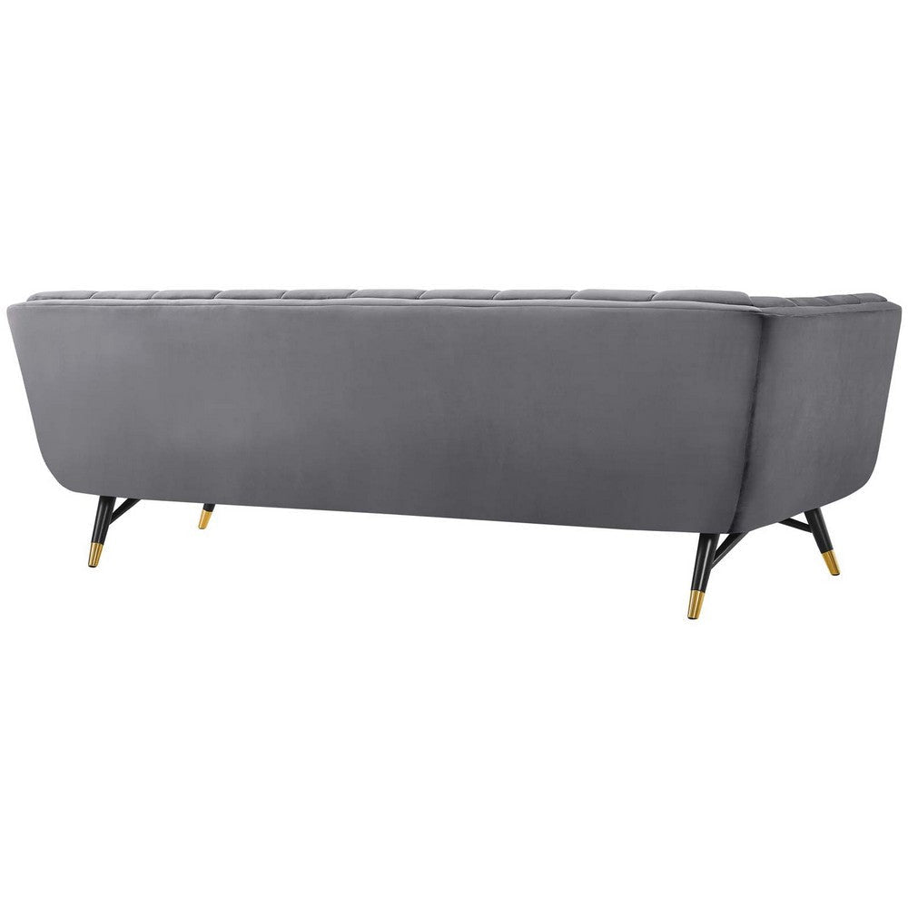 Modway Adept Contemporary Mid-Century Modern Performance Velvet Upholstered Tufted Sofa in Gray MDY-EEI-3059-GRY