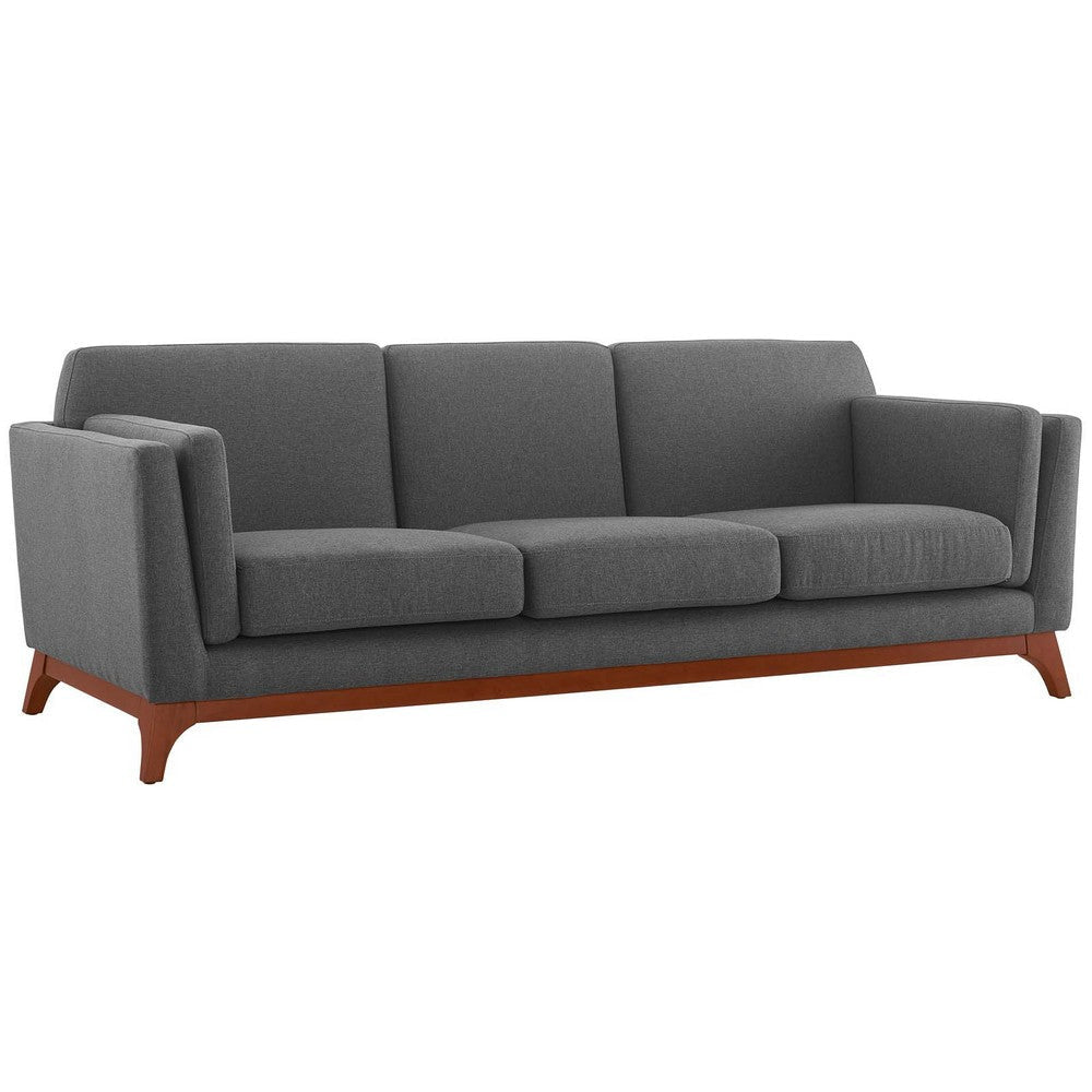 Modway Chance Mid-Century Modern Upholstered Fabric Sofa In Gray