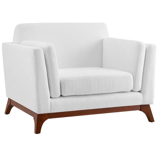 Modway Chance Mid-Century Modern Upholstered Fabric Accent Lounge Arm Chair In White