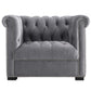 Modway Heritage Tufted Velvet Modern Chesterfield Lounge with Nailhead Trim Armchair Gray MDY-EEI-3065-GRY