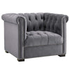 Modway Heritage Tufted Velvet Modern Chesterfield Lounge with Nailhead Trim, Armchair, Gray