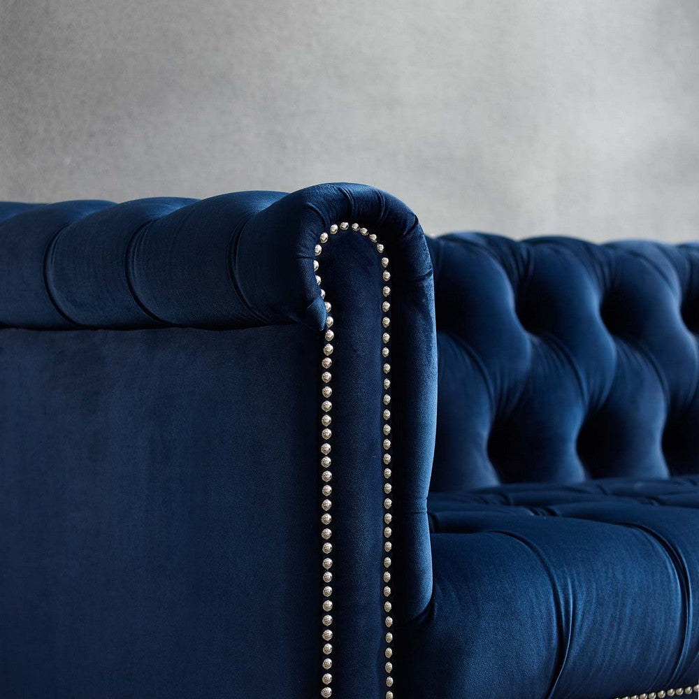Heritage Performance Velvet Armchair by Modway| Blue