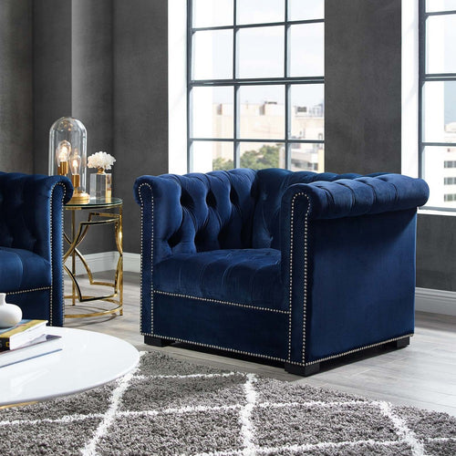Heritage Performance Velvet Armchair by Modway| Blue