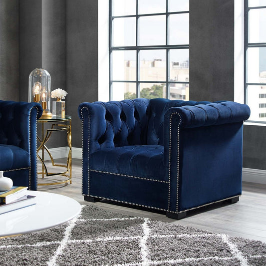 Heritage Performance Velvet Armchair by Modway| Blue