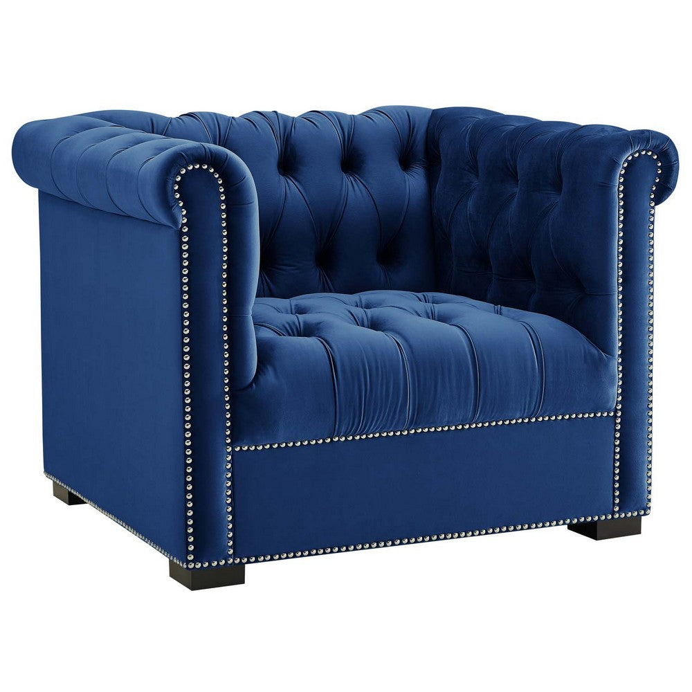 Heritage Performance Velvet Armchair by Modway| Blue