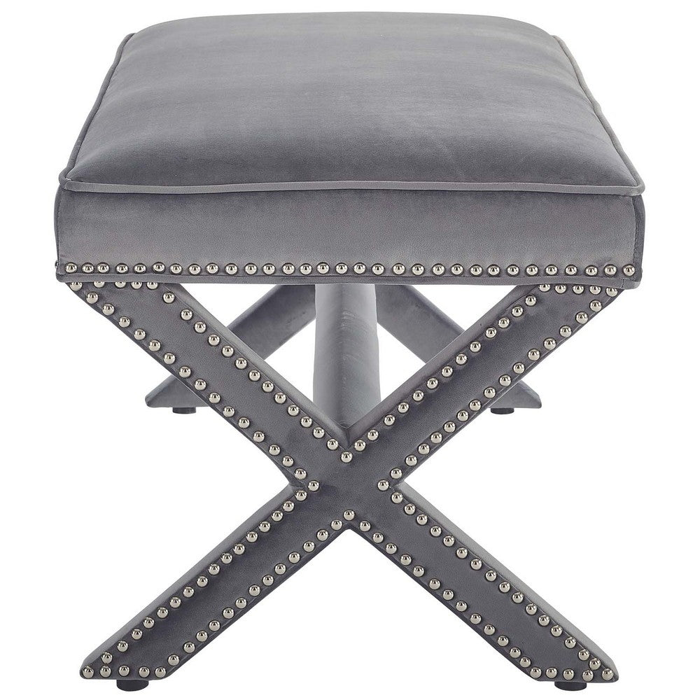 Rivet Performance Velvet Bench by Modway| Gray