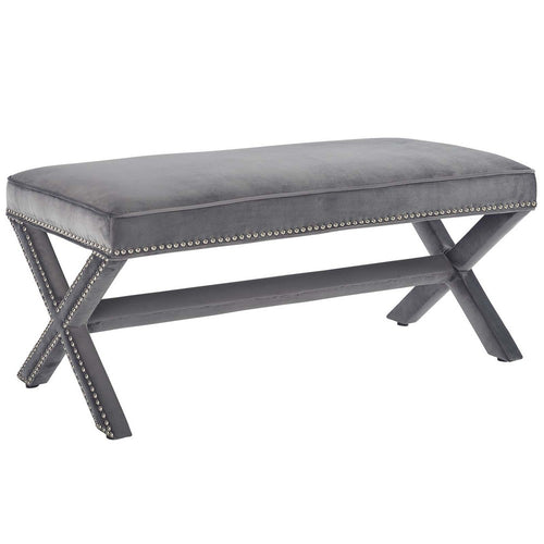 Rivet Performance Velvet Bench by Modway| Gray