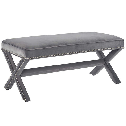 Rivet Performance Velvet Bench by Modway| Gray