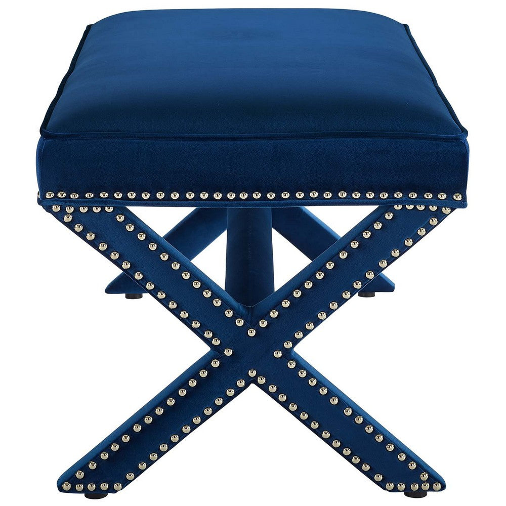 Rivet Performance Velvet Bench by Modway| Blue