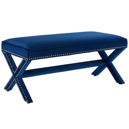 Rivet Performance Velvet Bench by Modway| Blue