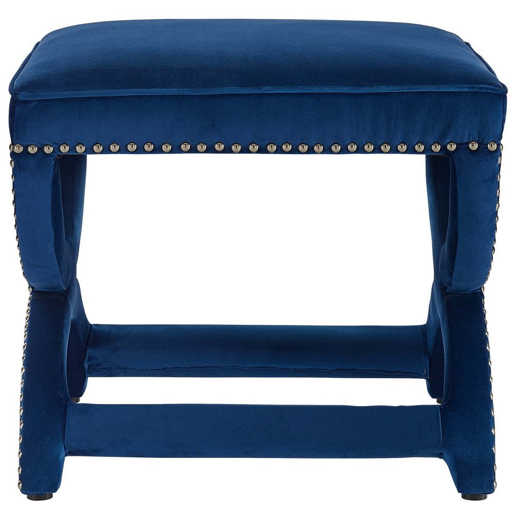 Expound Upholstered Nailhead Trim Performance Velvet Ottoman  - No Shipping Charges