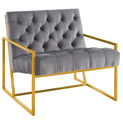 Bequest Gold Stainless Steel Upholstered Velvet Accent Chair  - No Shipping Charges