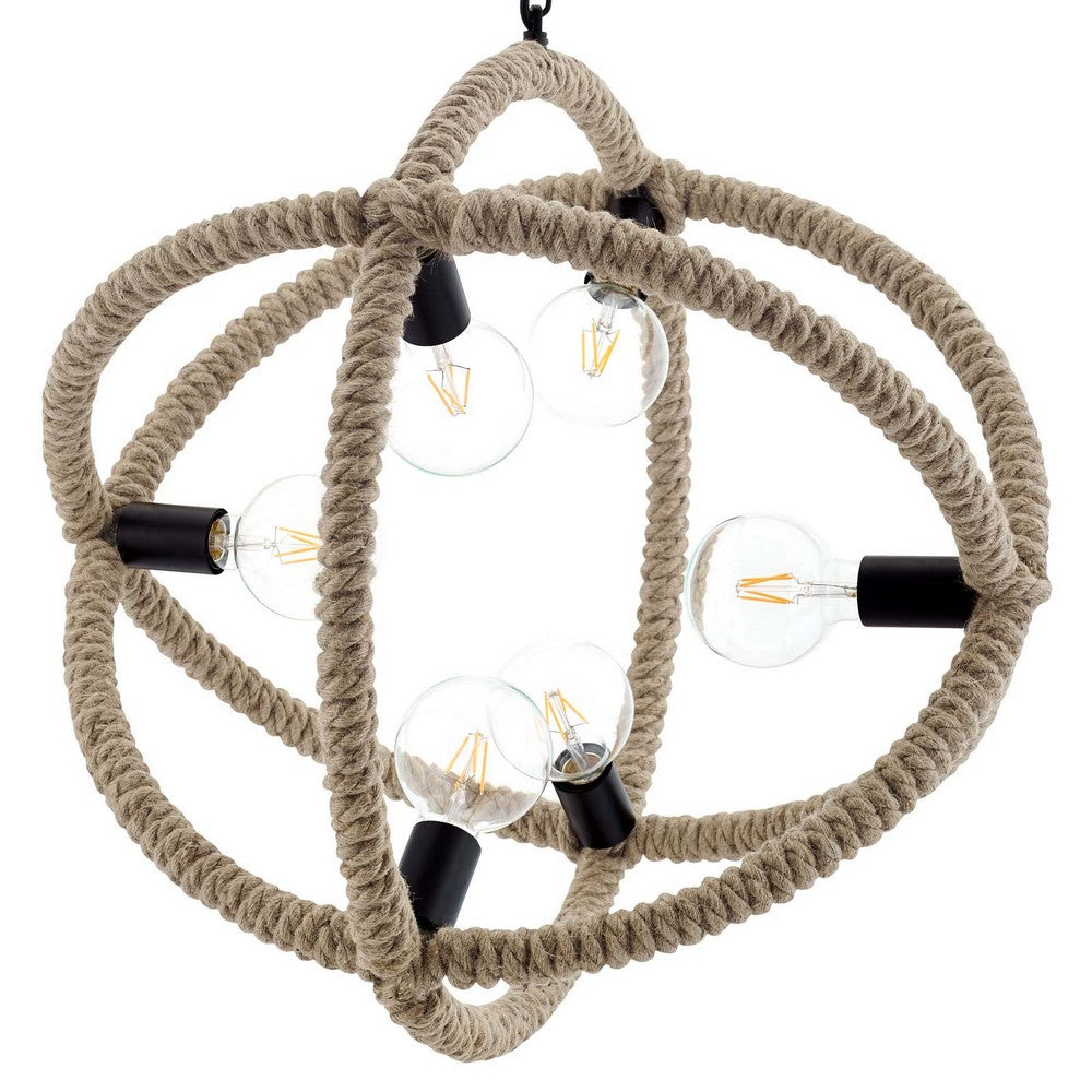 Transpose Rope Pendant Chandelier by Modway| Black