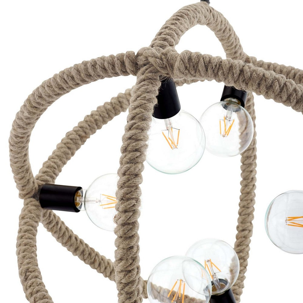 Transpose Rope Pendant Chandelier by Modway| Black