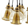 Peak Brass Cone and Glass Globe Cluster Pendant Chandelier  - No Shipping Charges