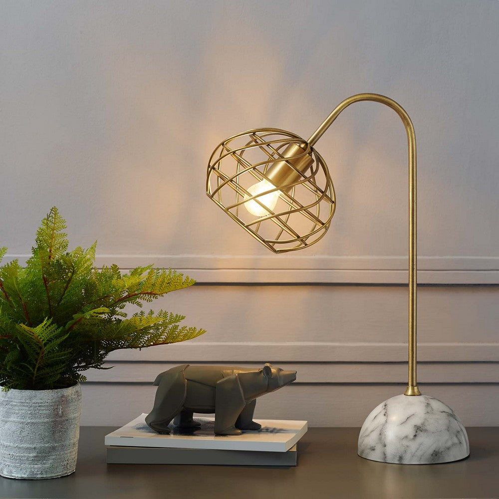 Salient Brass and Faux White Marble Table Lamp  - No Shipping Charges