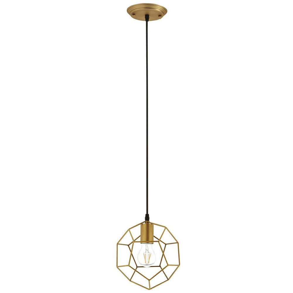 Modway Pique Geometric Rose Gold Stainless Steel Metal Pedant Light Ceiling Lighting Fixture In