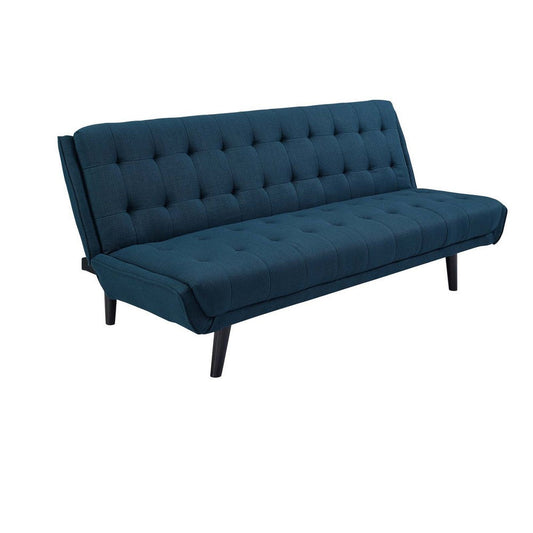 Modway Glance Mid-Century Modern Upholstered Fabric Convertible Futon Sofa Bed Couch In Azure