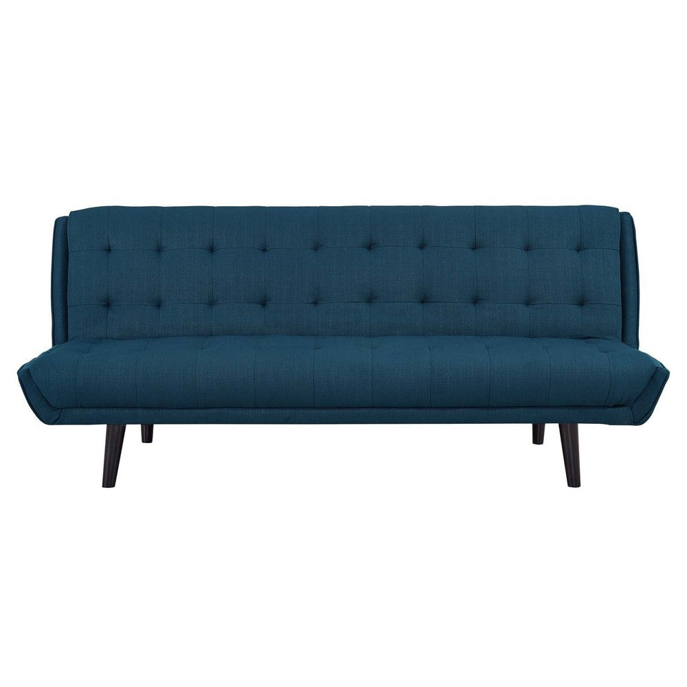 Modway Glance Mid-Century Modern Upholstered Fabric Convertible Futon Sofa Bed Couch In Azure MDY-EEI-3093-AZU