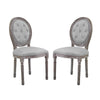 Arise Vintage French Upholstered Fabric Dining Side Chair Set of 2 by Modway| Gray