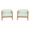 Modway EEI-3108-NAT-WHI-SET Bayport 2 Piece Outdoor Patio Teak Set, Two Armchairs, White