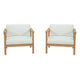 Modway EEI-3108-NAT-WHI-SET Bayport 2 Piece Outdoor Patio Teak Set, Two Armchairs, White