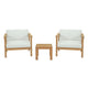 Modway EEI-3112-NAT-WHI-SET Bayport Outdoor Patio Teak, Two Armchairs and Side Table, Natural White