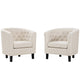 Modway Prospect Upholstered Fabric Contemporary Modern Two Armchairs in Beige