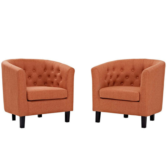 Modway Prospect Upholstered Fabric Contemporary Modern Two Armchairs in Orange