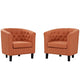 Modway Prospect Upholstered Fabric Contemporary Modern Two Armchairs in Orange