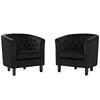 Modway Prospect Tufted Button Performance Velvet Upholstered Accent Lounge Arm Chairs in Black