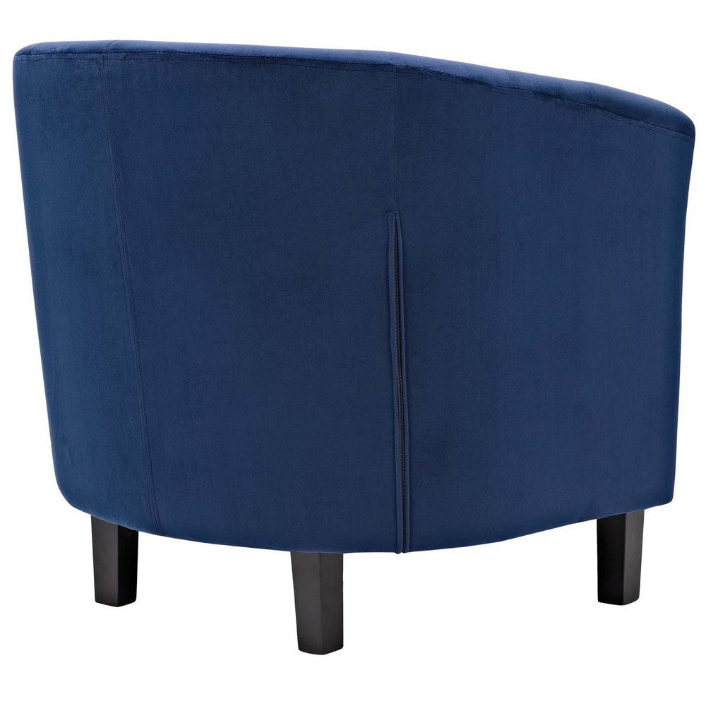 Modway Prospect Performance Velvet Accent Lounge Living Room Armchairs Two Navy MDY-EEI-3153-NAV-SET