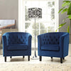 Modway Prospect Performance Velvet Accent Lounge Living Room Armchairs Two Navy MDY-EEI-3153-NAV-SET