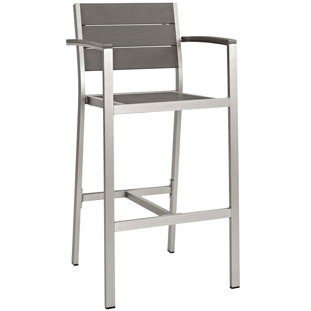 Shore Bar Stool Outdoor Patio Aluminum Set of 2 - No Shipping Charges MDY-EEI-3155-SLV-GRY-SET