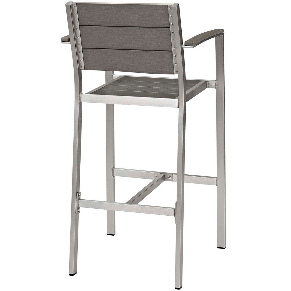 Shore Bar Stool Outdoor Patio Aluminum Set of 2 - No Shipping Charges MDY-EEI-3155-SLV-GRY-SET