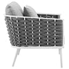 Modway Stance Outdoor Patio Woven Rope Two Dining Arm Chairs with Cushions in White Gray MDY-EEI-3162-WHI-GRY-SET